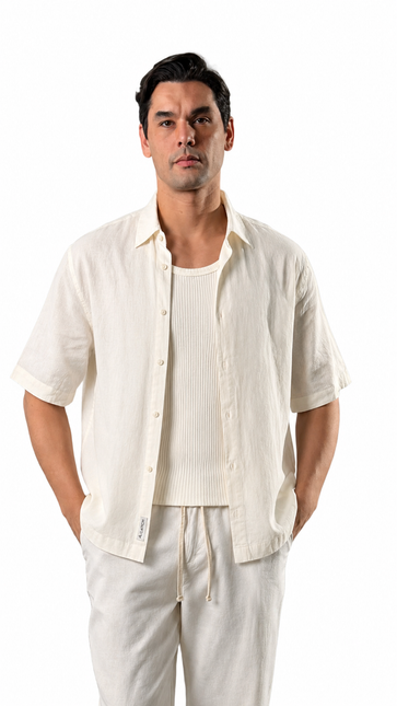 Relaxed Short Sleeve Linen Shirt