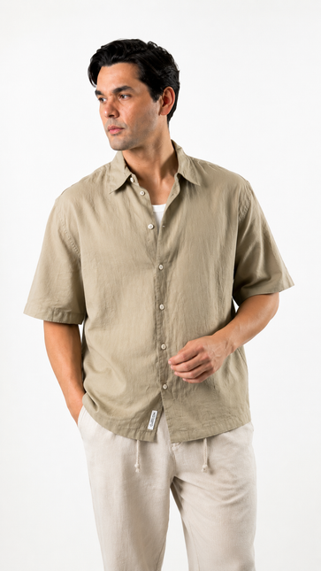 Relaxed Short Sleeve Linen Shirt