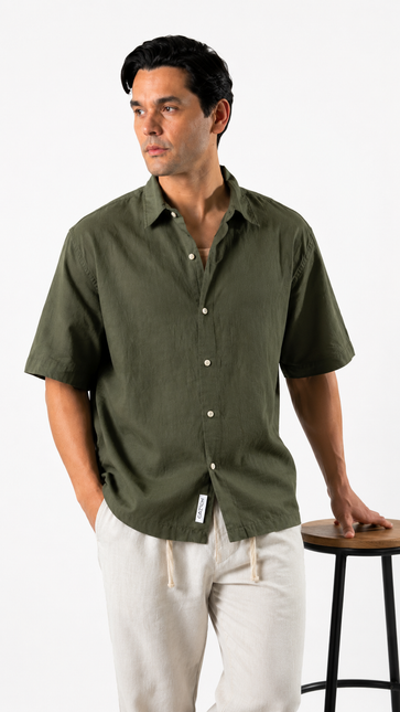 Relaxed Short Sleeve Linen Shirt