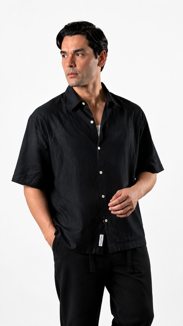 Relaxed Short Sleeve Linen Shirt