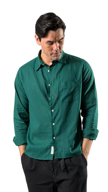 Premium Linen Long Sleeve Shirt - Green
