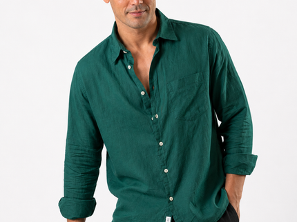 Premium Linen Long Sleeve Shirt - Green