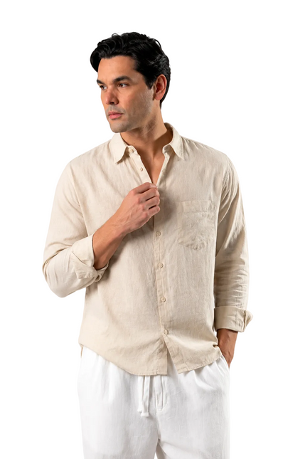 Premium Linen Long Sleeve Shirt - Off White