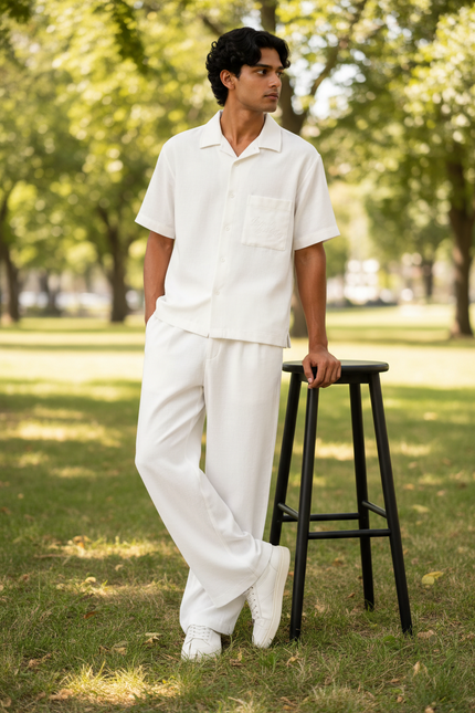 Ribbed Button-Up Lounge Set