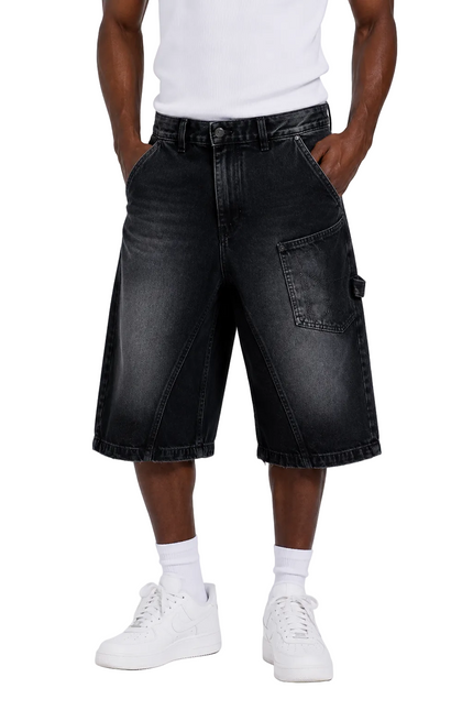 Asymmetric Cargo Denim Shorts