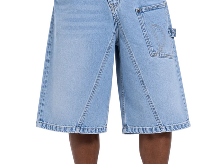 Asymmetric Cargo Denim Shorts