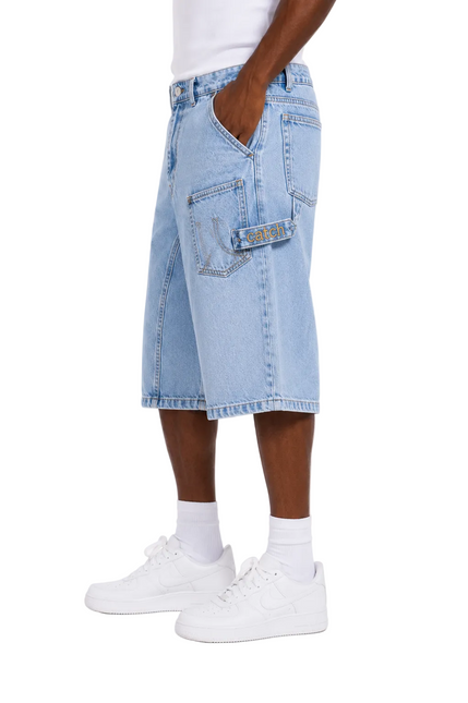 Asymmetric Cargo Denim Shorts