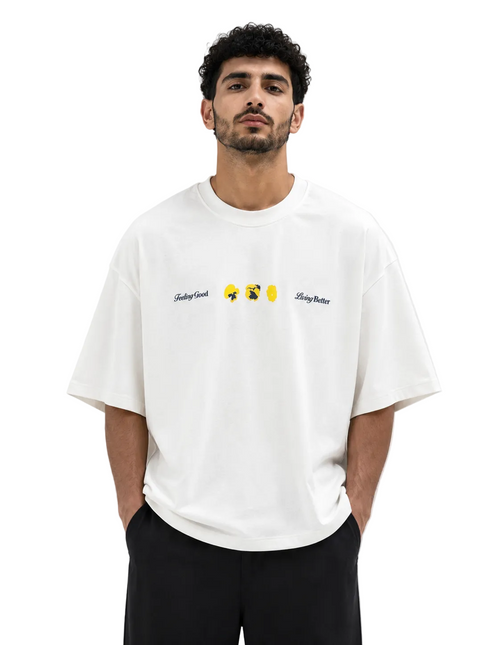 Feeling Good Box Fit Printed T-Shirt – Off White