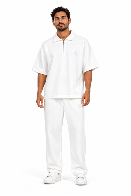 Zip-Up Collar Oversized Fit Quarter Zipper Suit