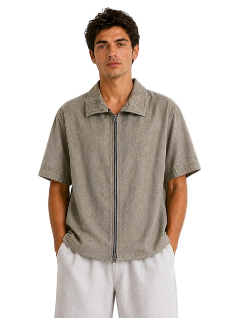 Midnight Texture Zip Overshirt
