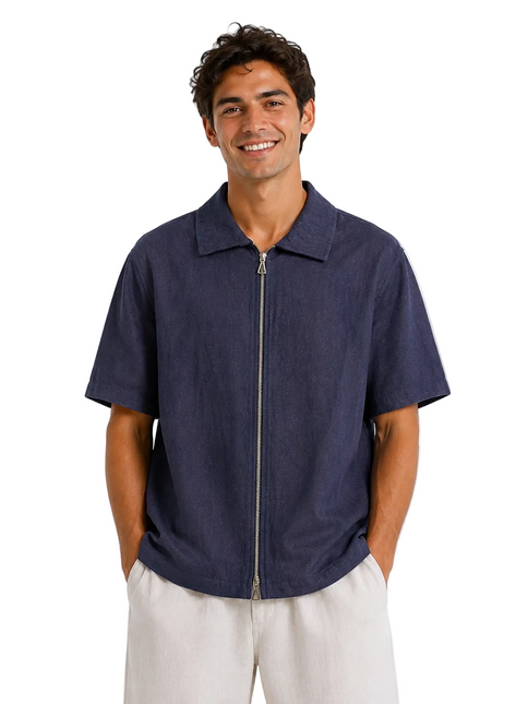 Midnight Texture Zip Overshirt
