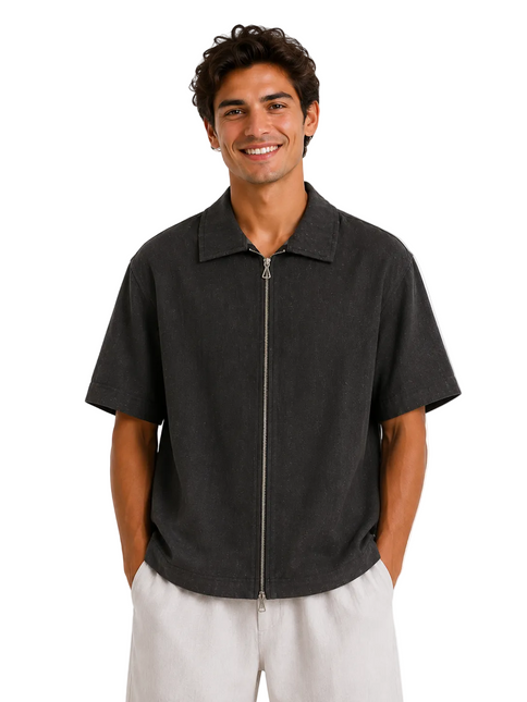 Midnight Texture Zip Overshirt