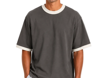 Contrast Edge Box Fit T-Shirt – Black & Sand