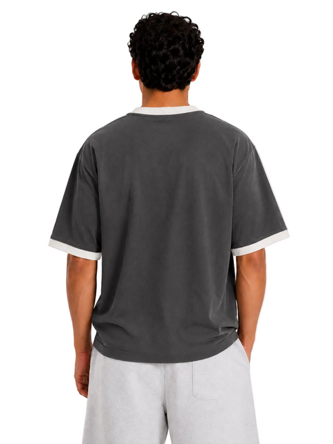Contrast Edge Box Fit T-Shirt – Black & Sand