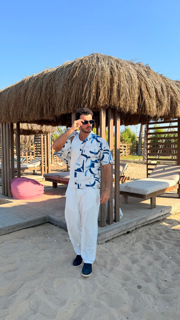 Blue Brushstroke Resort Shirt – Box Fit