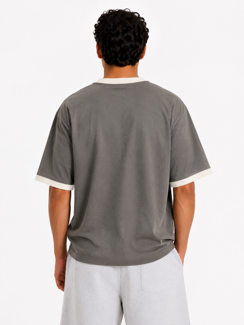 Contrast Edge Box Fit T-Shirt – Black & Sand