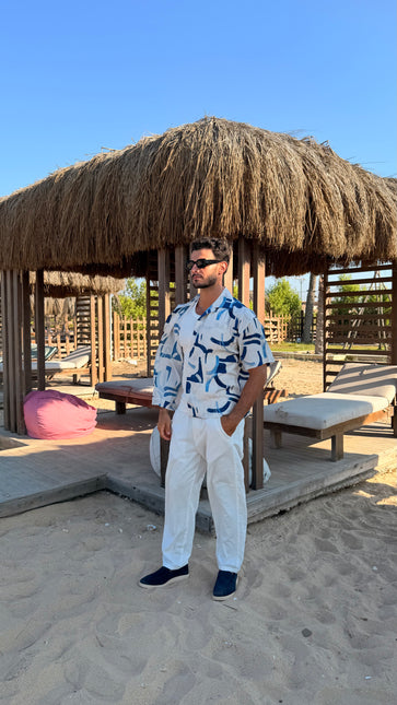 Blue Brushstroke Resort Shirt – Box Fit