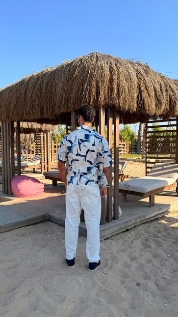Blue Brushstroke Resort Shirt – Box Fit
