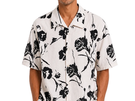Monochrome Bloom Resort Shirt