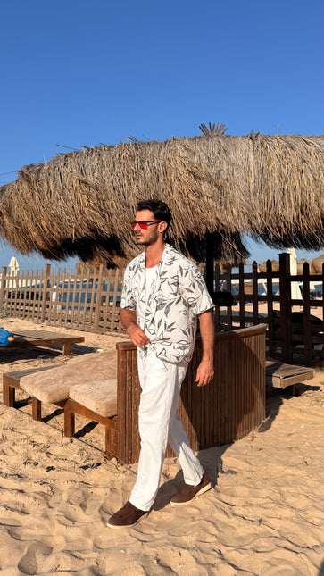 Black Leaf Print Shirt – Box Fit