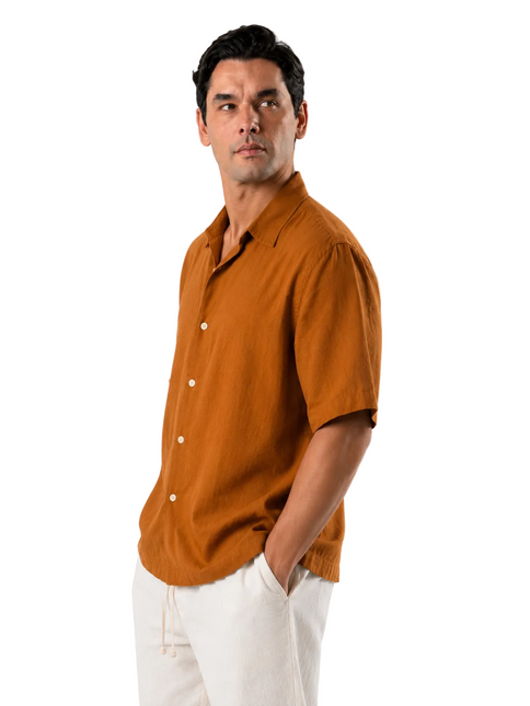 Relaxed Short Sleeve Linen Shirt