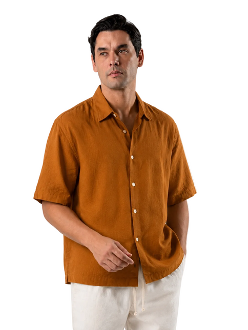Relaxed Short Sleeve Linen Shirt
