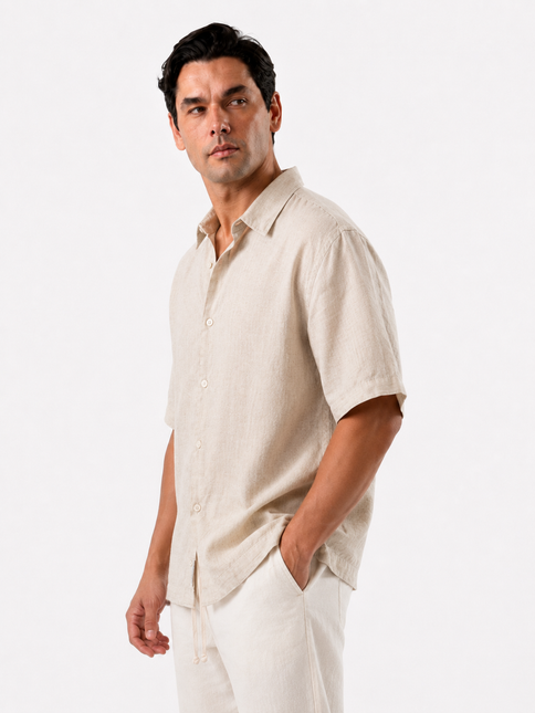 Relaxed Short Sleeve Linen Shirt