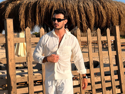 Premium Linen Long Sleeve Shirt - White