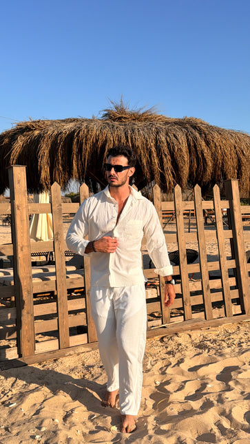 Premium Linen Long Sleeve Shirt - White