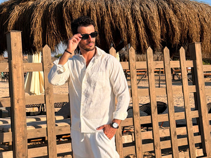 Premium Linen Long Sleeve Shirt - White