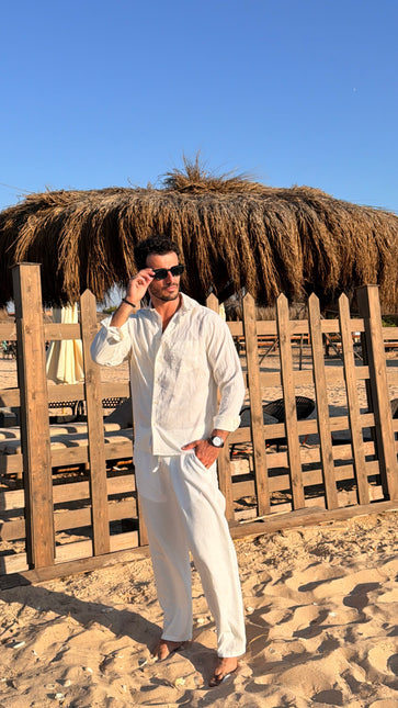 Premium Linen Long Sleeve Shirt - White