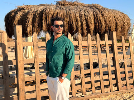 Premium Linen Long Sleeve Shirt - Green