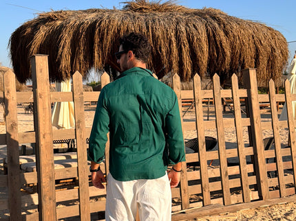 Premium Linen Long Sleeve Shirt - Green