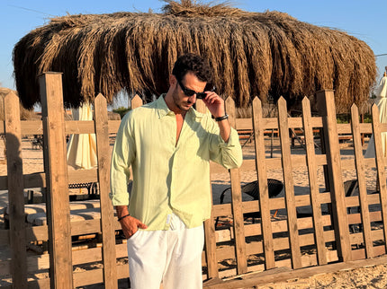 Premium Linen Long Sleeve Shirt - Mint Green