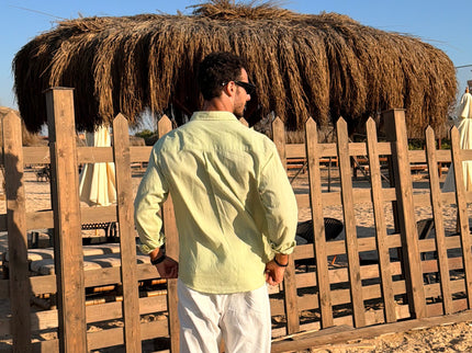 Premium Linen Long Sleeve Shirt - Mint Green