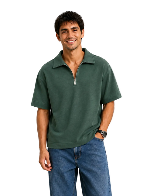 Zip Collar T-Shirt – Box Fit