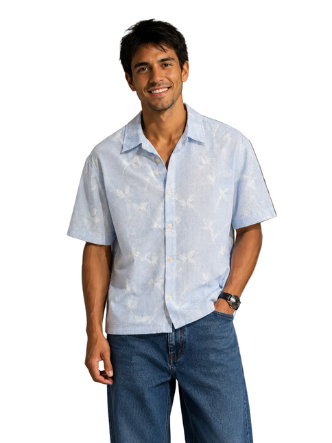 Sky Bloom Seersucker Resort Shirt