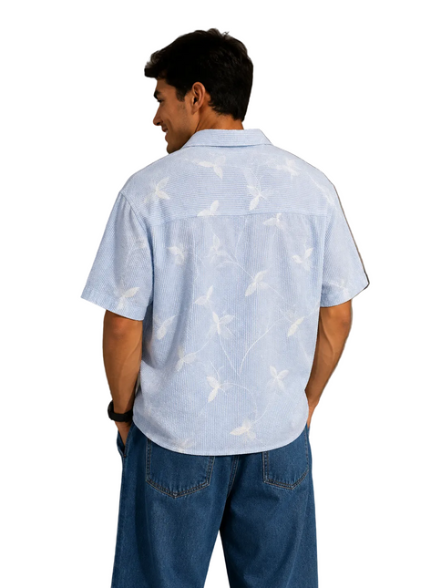 Sky Bloom Seersucker Resort Shirt