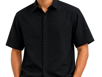 Box Print Textured Resort Shirt