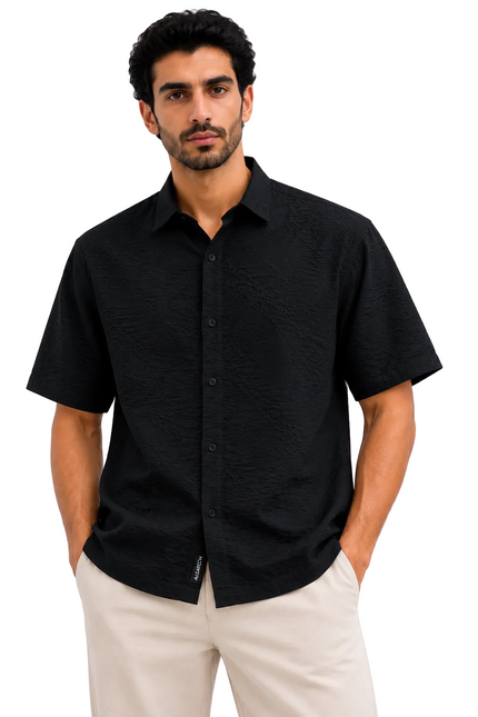Box Print Textured Resort Shirt