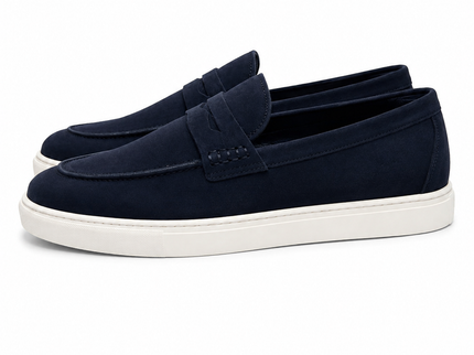 Navy Blue Suede Loafers