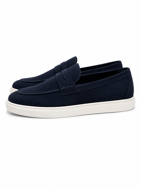 Navy Blue Suede Loafers