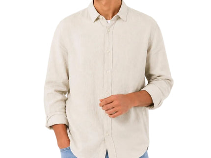 Linen Regular Fit Long Sleeve Shirt - Beige