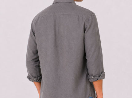 Linen Regular Fit Long Sleeve Shirt - Gray