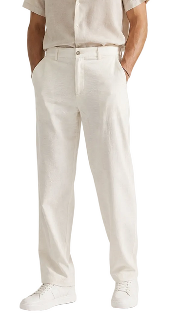 Linen Blend Wide Leg Trousers