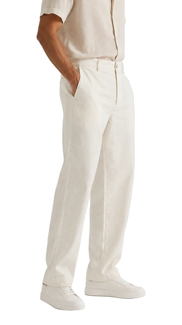 Linen Blend Wide Leg Trousers
