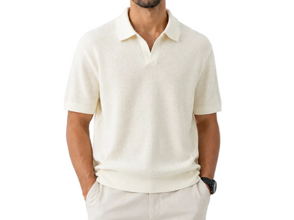 Textured Knit Polo T-Shirt