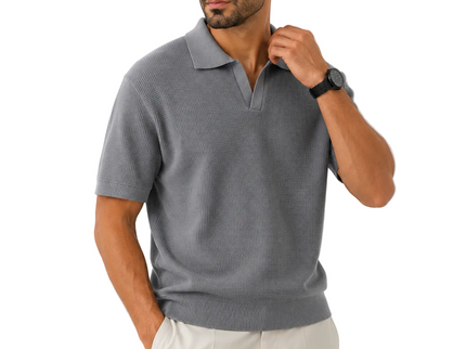 Textured Knit Polo T-Shirt