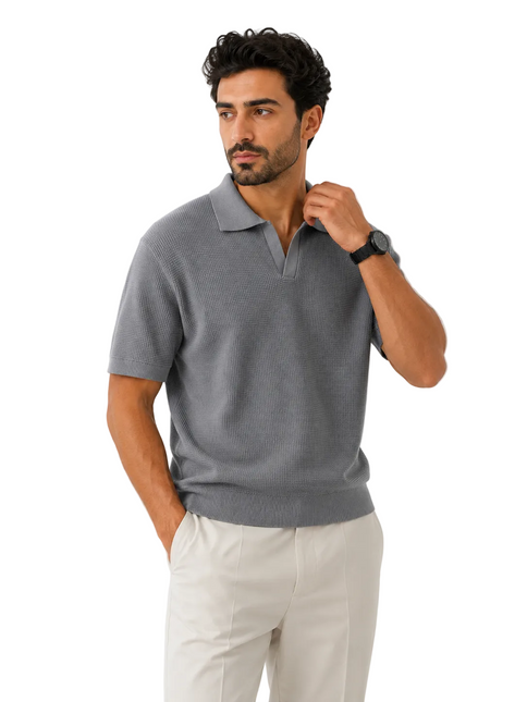 Textured Knit Polo T-Shirt