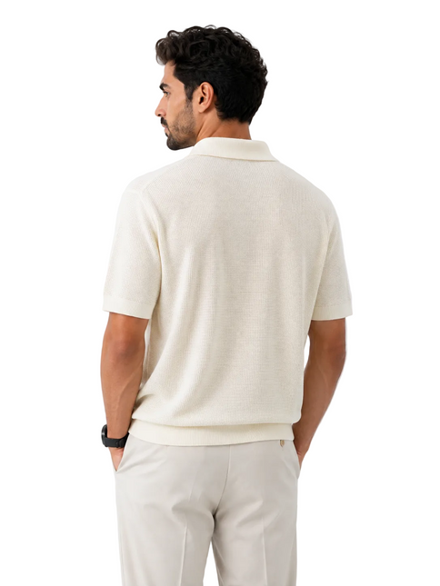 Textured Knit Polo T-Shirt